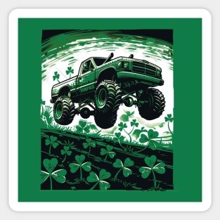 Shamrock Crusher Monster Truck Illustration Sticker